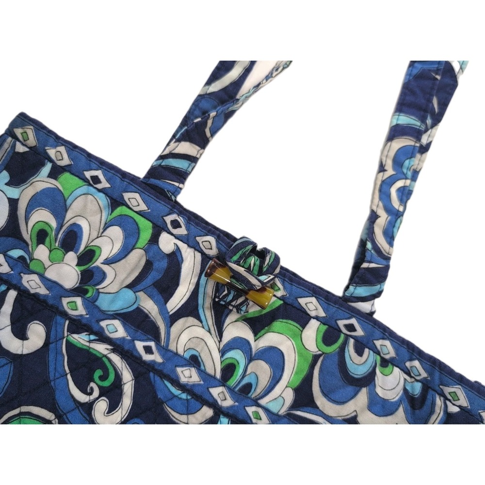 Vera Bradley Mediterranean Blue Purse Tote Bag Medium Toggle Int Pockets Retired - Picture 3 of 6